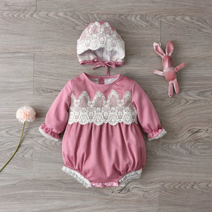 Newborn Lace Rompers With Hats for Summer childrensterritory