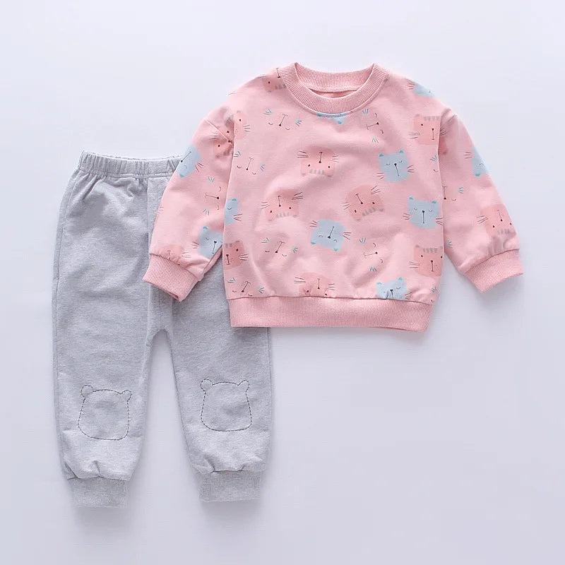 Toddler Girl Cartoon Top and Pants, 2 Piece Tracksuit Set