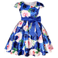 Flower Print Kids Girls Elegant Birthday Party Dresses childrensterritory