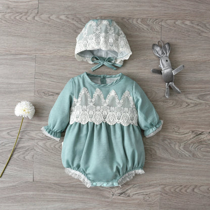 Newborn Lace Rompers With Hats for Summer childrensterritory