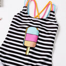 Ice Cream Printed Kids Girls Striped Beachwear Bodysuit childrensterritory
