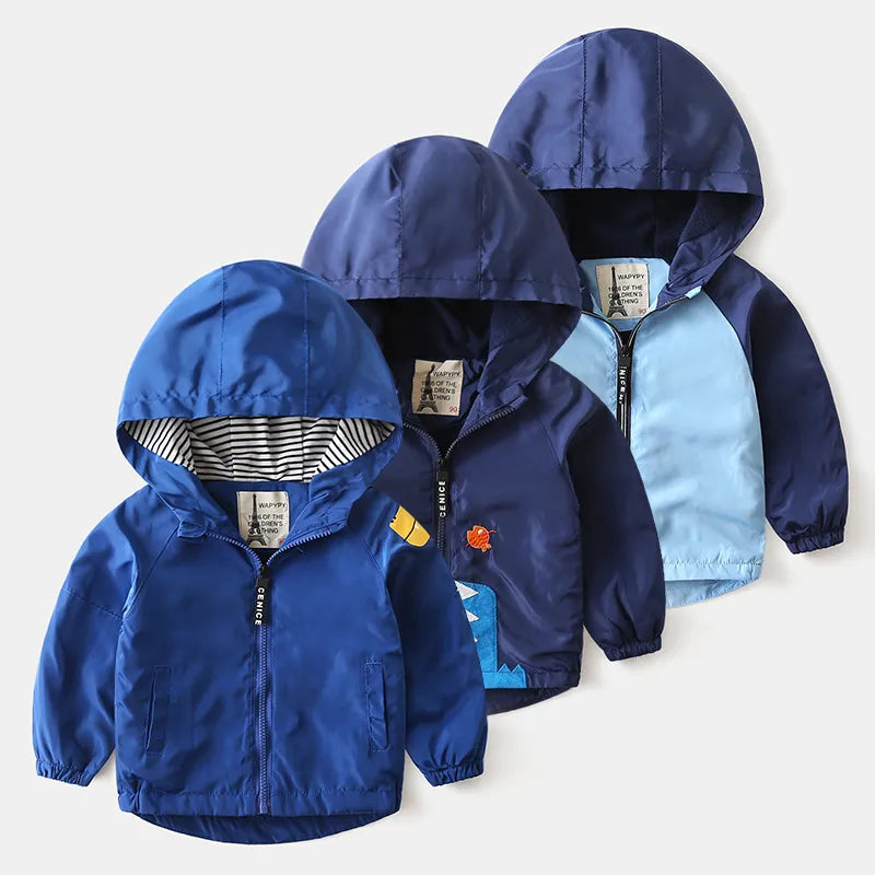 Cartoon Striped Children Hardshell Jacket For Boys childrensterritory