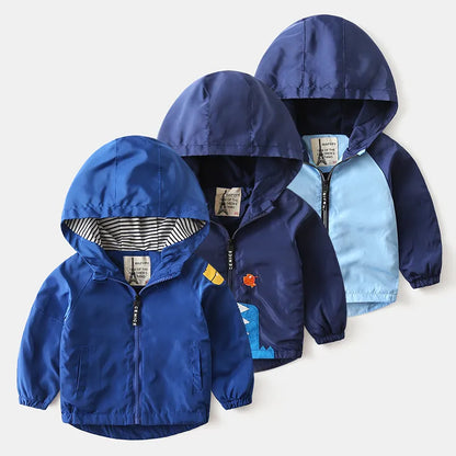 Cartoon Striped Children Hardshell Jacket For Boys childrensterritory