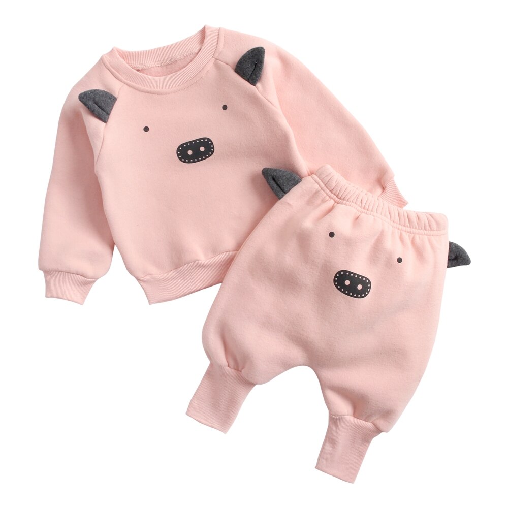 Animal Printed 2Pcs Casual Warm Baby Clothes Sets Tops + Pants childrensterritory