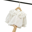Toddler Girls Lace Design Turn Down Collar Shirts childrensterritory
