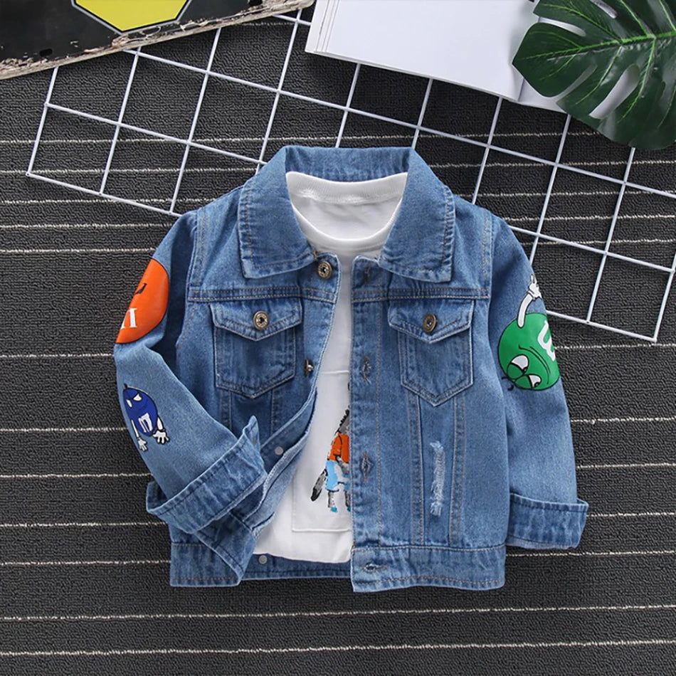 Kids Boys Letter Print Denim Jacket | Cowboy Coat