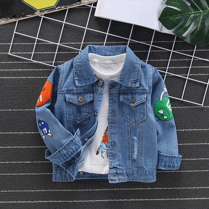 Kids Boys Letter Print Denim Jacket | Cowboy Coat