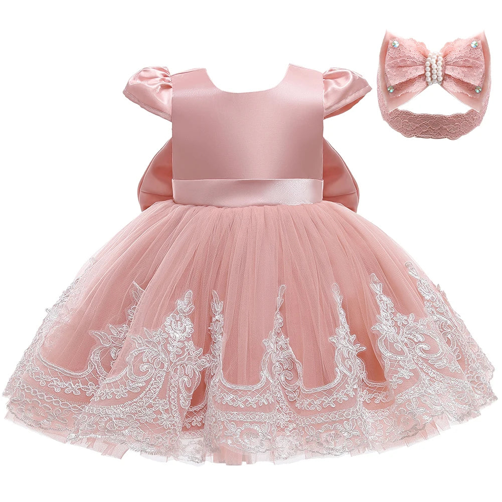 Girls Embroidery Bow Design Princess Dresses childrensterritory