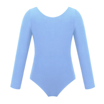 Kids Girls Long Sleeve Solid Color Ballet Leotards Bodysuit childrensterritory