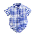 Plaid Cotton Baby Boys Short Sleeve Summer Bodysuit childrensterritory
