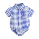 Plaid Cotton Baby Boys Short Sleeve Summer Bodysuit childrensterritory