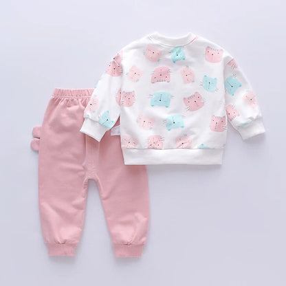 Toddler Girl Cartoon Top and Pants, 2 Piece Tracksuit Set