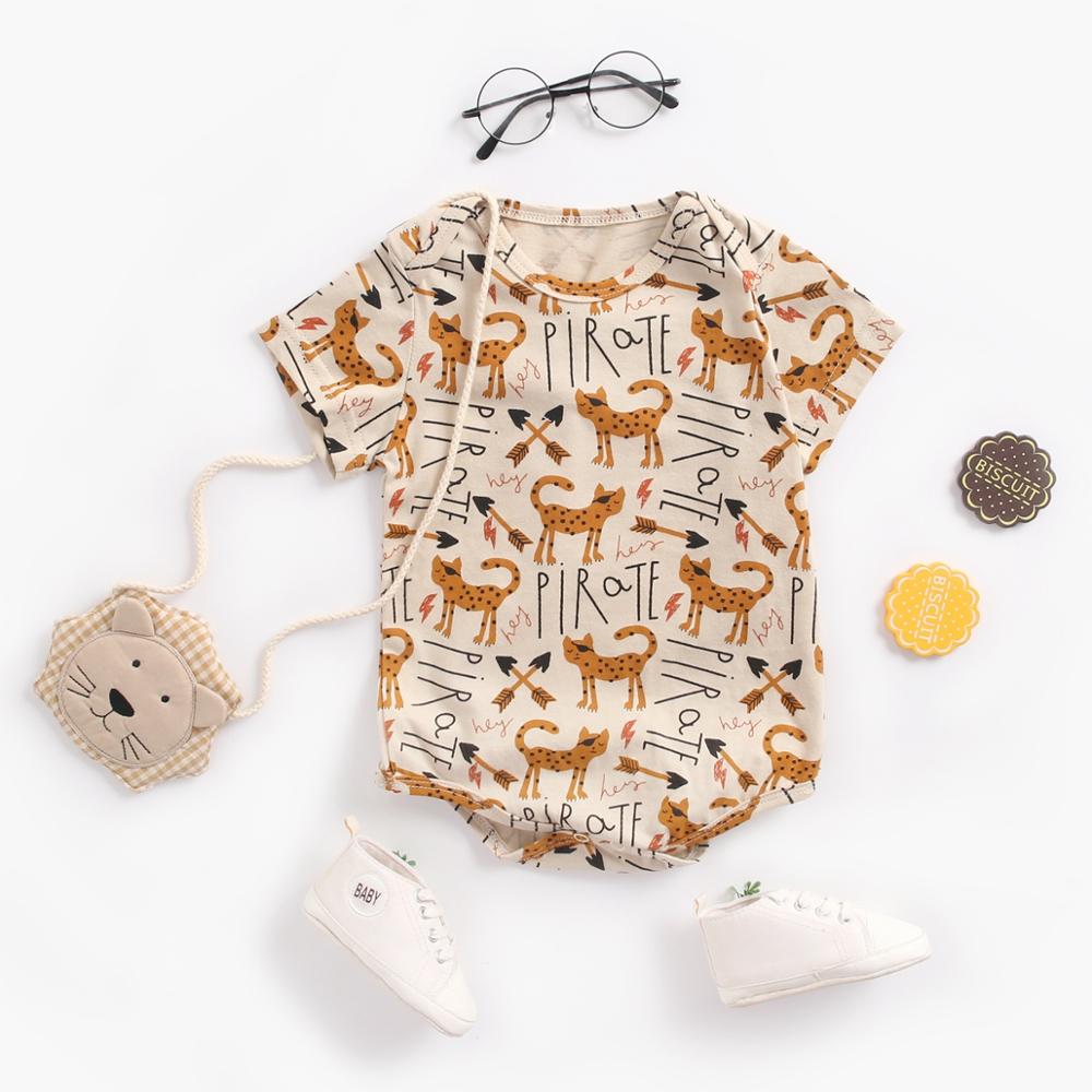 Cartoon Animal Print Baby Boys Girls Cotton Bodysuits childrensterritory