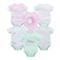 6 pcs/lot Baby Girls Cartoon Print Bodysuits for Summer childrensterritory