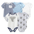Cartoon Print Baby Girls Short Sleeve Cotton Romper Set