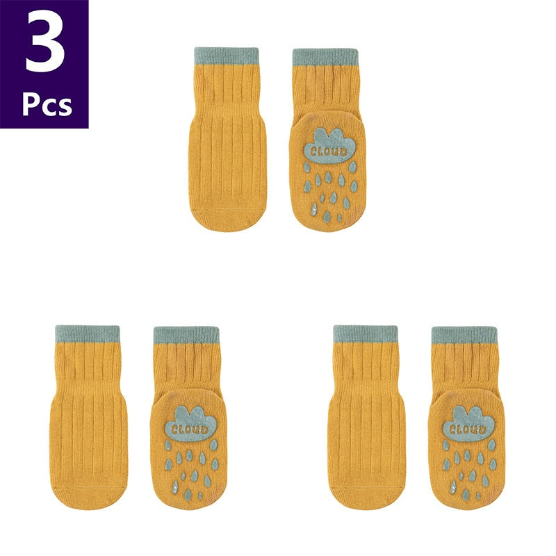 Cute Pattern: 3 Pairs/lot Anti-Slip Baby Cotton Socks childrensterritory