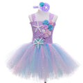 Kids Girls Mermaid and Starfish Design Tutu Party Dresses childrensterritory