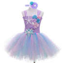 Kids Girls Mermaid and Starfish Design Tutu Party Dresses childrensterritory