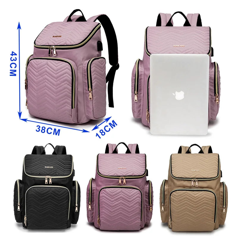 Waterproof Multifunctional Baby Diaper Bag with USB Charging