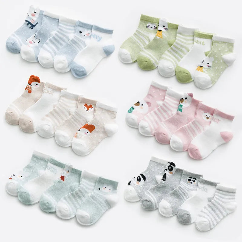 Cartoon Animal Design 5 Pairs/Lot 0-2Yrs Baby Socks childrensterritory