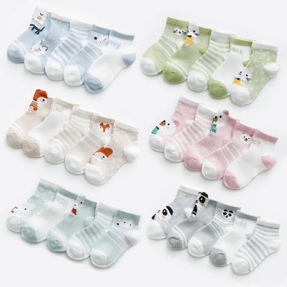 Cartoon Animal Design 5 Pairs/Lot 0-2Yrs Baby Socks childrensterritory