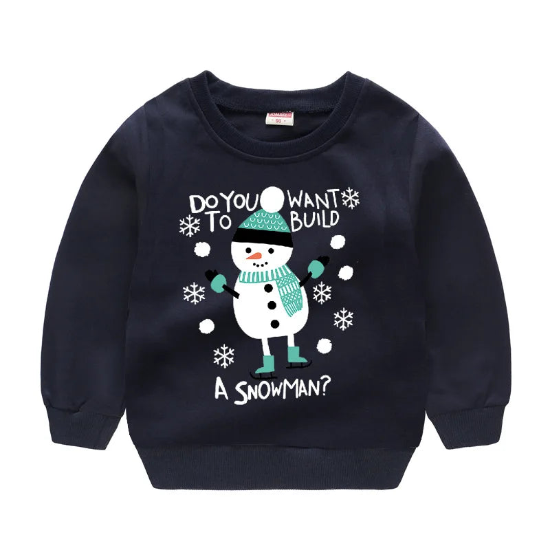 Christmas Letters and Santa Cartoon Prints Kids Sweatshirts childrensterritory