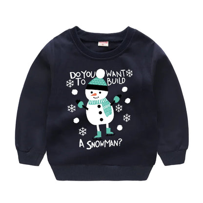 Christmas Letters and Santa Cartoon Prints Kids Sweatshirts childrensterritory