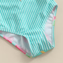 Kid Girl Ice Cream Printed Patchwork Beach Bodysuit childrensterritory