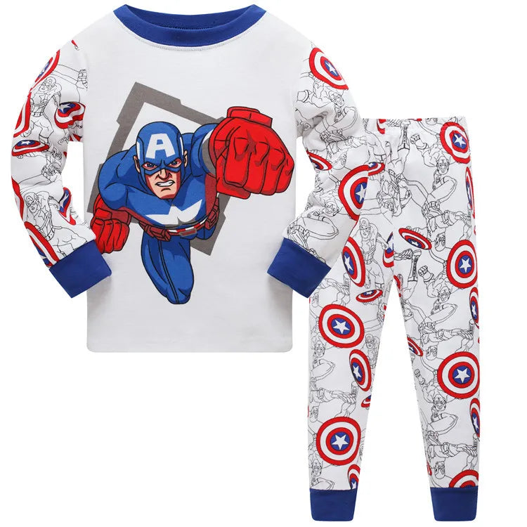 Kids Boys Cartoon Print Long Sleeve Cotton Sleepwear childrensterritory