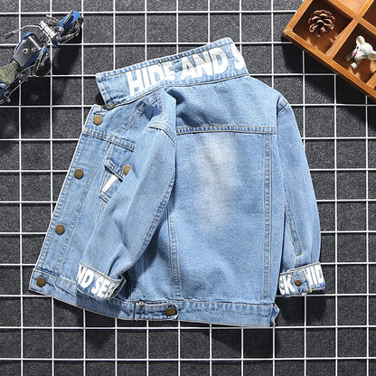 Kids Boys Letter Print Denim Jacket | Cowboy Coat