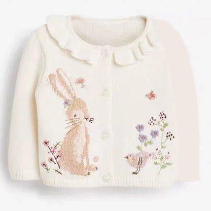 Lovely Cartoon Rabbit Embroidery Soft Cardigan for Kids childrensterritory