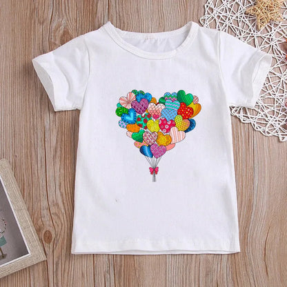 Stylish Cartoon Print Kids Girls Casual T-shirts childrensterritory