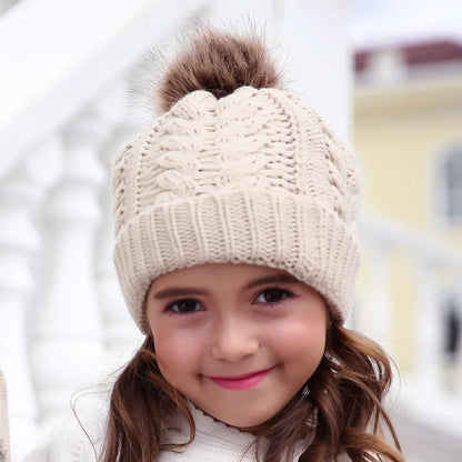 Mother Kids Matching Knitting Pom Bobble Hat/Beanie