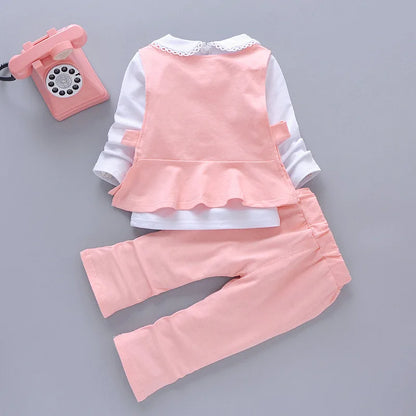 Baby Girl Long Sleeves T-shirt Vest Top And Pant Casual Suit childrensterritory