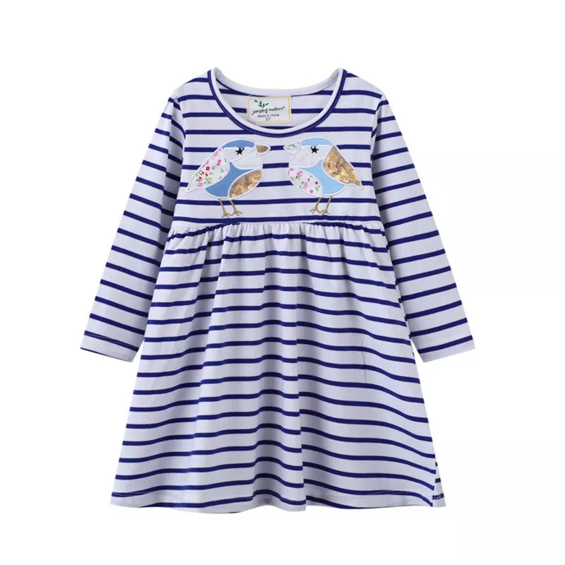 Colorful Cartoon Print Kids Girls Preppy Style Dresses childrensterritory