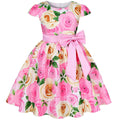 Flower Print Kids Girls Elegant Birthday Party Dresses childrensterritory