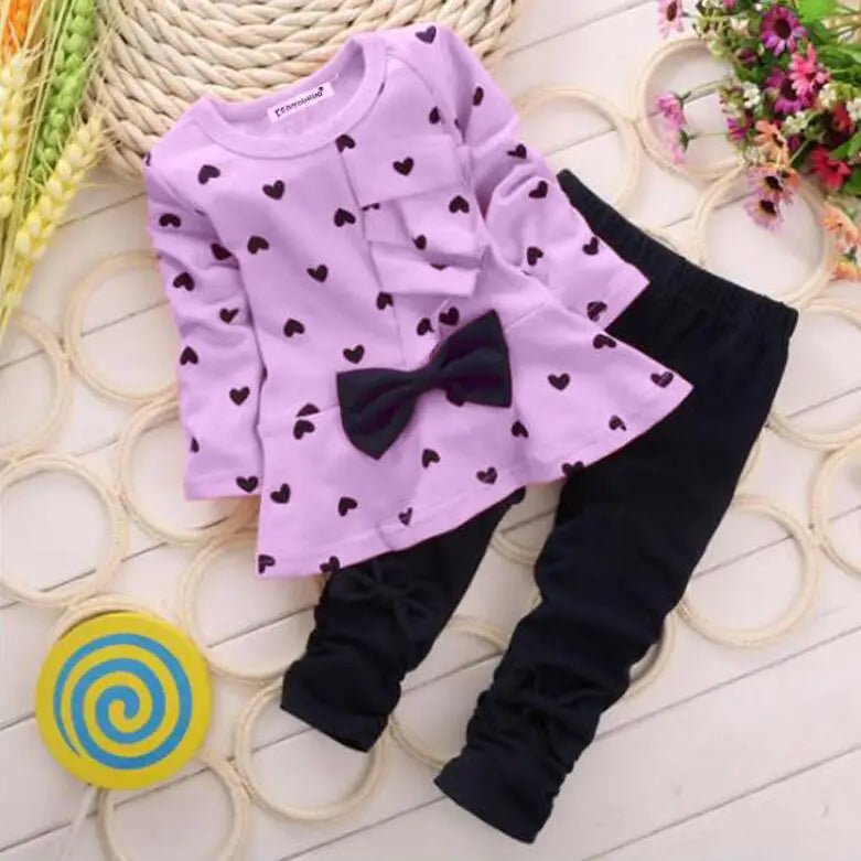 Baby Girls’ Winter Clothing Set with Bow Design