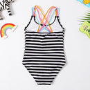 Ice Cream Printed Kids Girls Striped Beachwear Bodysuit childrensterritory