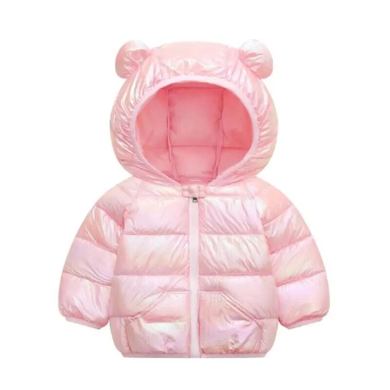 Little Girls Warm Hooded Glossy Design Jackets childrensterritory