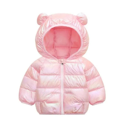 Little Girls Warm Hooded Glossy Design Jackets childrensterritory