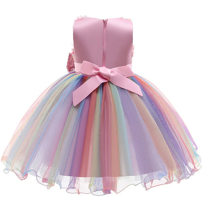 Baby/Kids Girls Colorful Flower Sequin Design Tutu Party Dresses