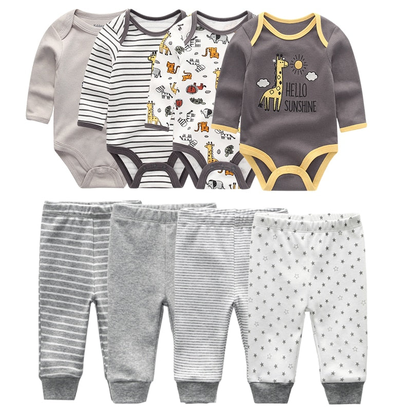4pcs Baby Cartoon Printed Bodysuits Set for Girls Boys childrensterritory