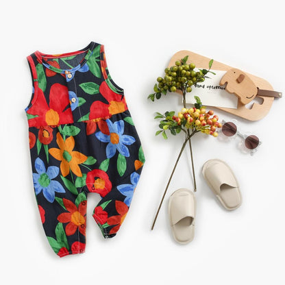 Floral Sleeveless Cotton Bodysuits for Baby Girl childrensterritory