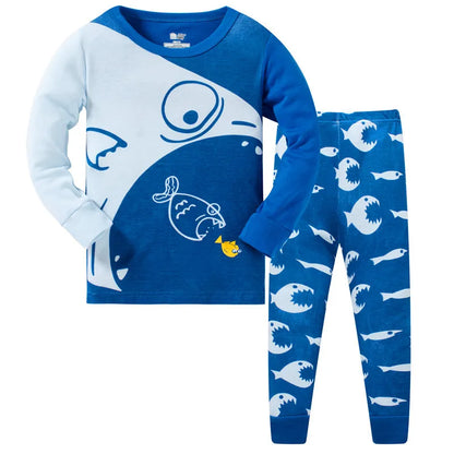 Kids Boys Cartoon Print Long Sleeve Cotton Sleepwear childrensterritory