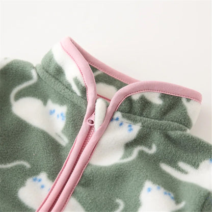 Printed Soft Fleece Kids Zipper Outerwear for Boys Girls childrensterritory