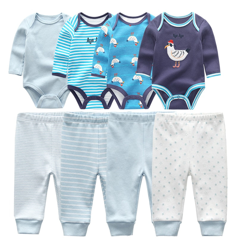 4pcs Baby Cartoon Printed Bodysuits Set for Girls Boys childrensterritory