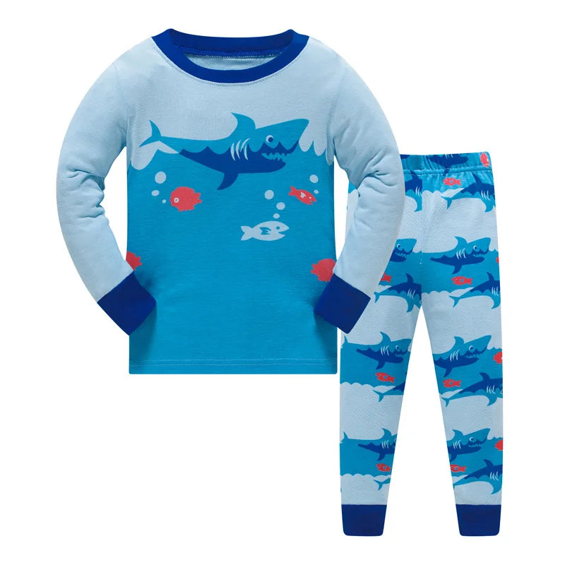 Kids Boys Cartoon Print Long Sleeve Cotton Sleepwear childrensterritory