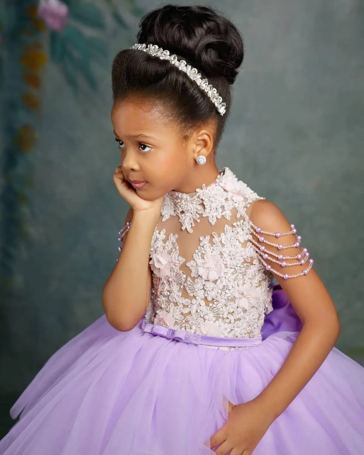 Lavender Beaded Lace Tiered Mother Daughter Dresses