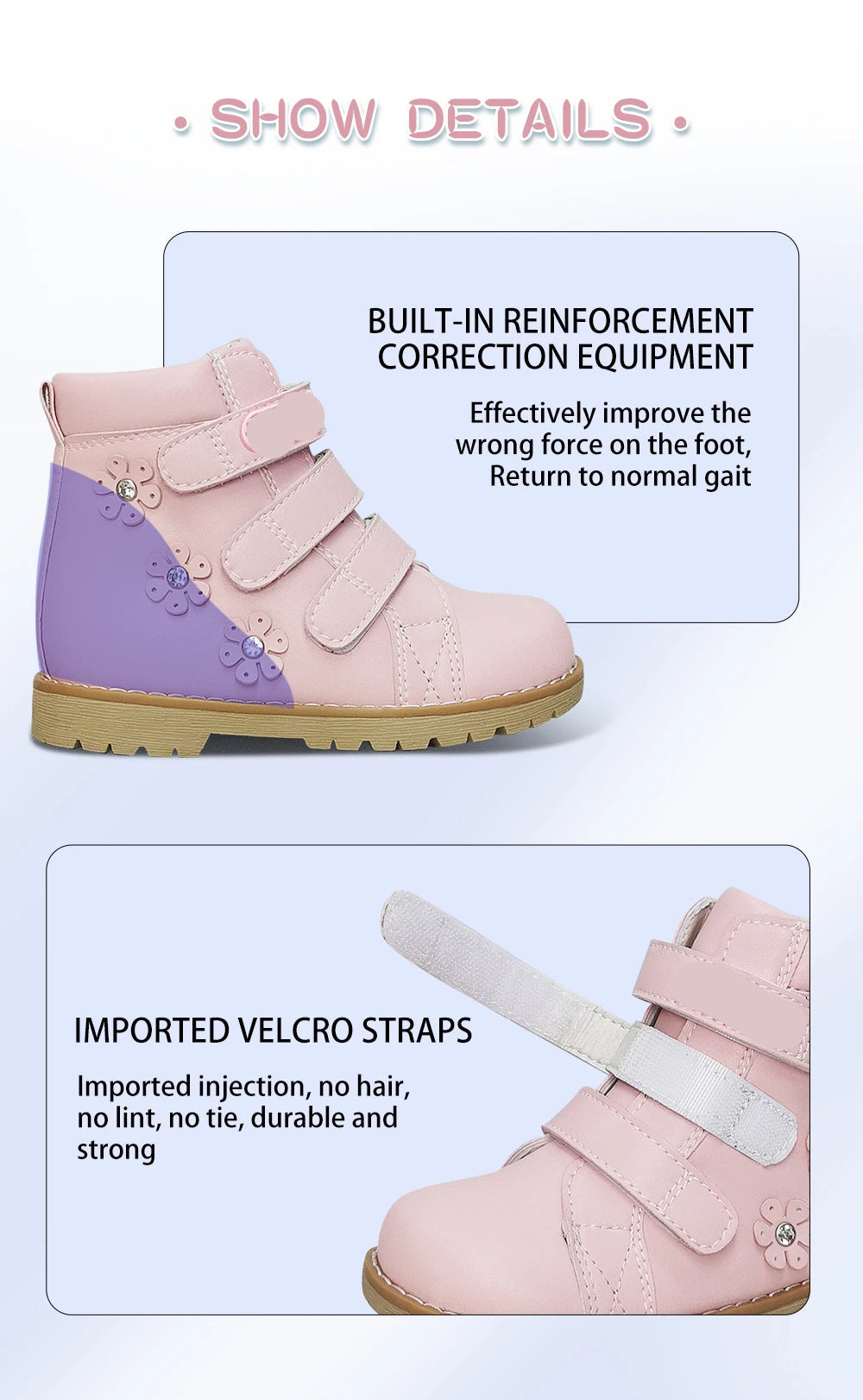 Kids Luxury Ankle Booties With Rhinestone Decoration