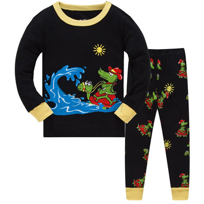 Kids Boys Cartoon Print Long Sleeve Cotton Sleepwear childrensterritory
